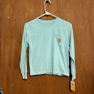 Carhartt Kids Boy Long Sleeve Aqua Logo pocket  Tee